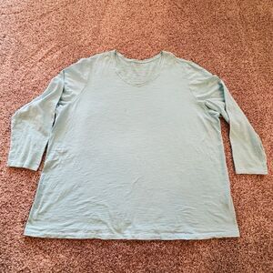 CATHERINES Teal Blue Blouse Women’s Plus Size 26/28 3/4 Sleeve Top – Stylish
